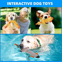 Floating Dog Water Pool Toys 2 Pack for Swimming Pool, Interactive Crinkle Pet Puppy Chew Toys for Play and Training, Funny Duck Toy for Small Medium Large Breed, Wild & Yellow Duck