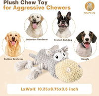Hippo Squeaky Dog Toy, Gray, Medium | Cute Plush Design, Rope Legs for Tugging, Helps Keep Dogs Busy, Suitable for Small, Medium, and Large Dogs