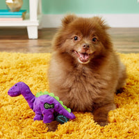 3 Pack of Just for Me Bruto Plush Dog Toys, Small, Purple, with Chew Guard Technology and Puncture-Proof Squeakers