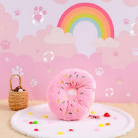 Pink Donut Shape Dog Toys,Plush Pet Toy Sprinkled Donut Dog Chew Toy,No Stuffing Squeaky Plush Toy, Animal Play Toys