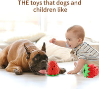 Strawberry Flavor Chew Toy for Aggressive Chewers, Dog Toothbrush Toy, Interactive Dog Toy for Small Medium Dogs