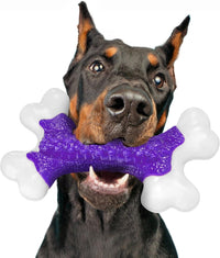 Indestructible Dog Toys for Aggressive Chewers: Bacon Flavored Hard Nylon Bone Chew Toys, Tough Dog Chew Toys for Large Dogs, Dog Toys to Keep Them Busy for Medium Large Breed, Purple