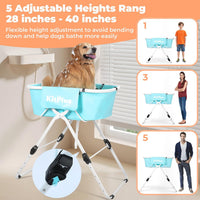 Portable Dog Bathtub, 5 Height Adjustable Dog Washing Station for Pet Shower and Grooming Foldable Bathing Tub with Storage & Anti-Slip Design for Small Large Dogs