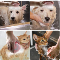 Pet Bath Brush Dog Shampoo Dispenser Dog Bath Brush Scrubber (Pink)