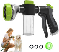 Dog Shower Attachment with Soap Dispenser for Pet Wash, 10-Function Garden Hose Sprayer Nozzle for Pet Bath, Make Washing Easy, ONE-HANDED EASY OPERATION