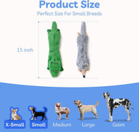 Dog Squeaky Toys No Stuffing 2 Pack, Plush Crinkle Dog Toys for Large Breed, Durable Doggie Chew Cute Animals Puppy Toy for Teething