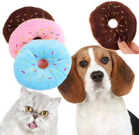 Pink Donut Shape Dog Toys,Plush Pet Toy Sprinkled Donut Dog Chew Toy,No Stuffing Squeaky Plush Toy, Animal Play Toys