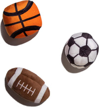 Sports Balls, Dog Toy with Squeakers, 3 Pack: Football, Soccer, Basketball
