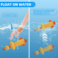 Floating Dog Water Pool Toys 2 Pack for Swimming Pool, Interactive Crinkle Pet Puppy Chew Toys for Play and Training, Funny Duck Toy for Small Medium Large Breed, Wild & Yellow Duck