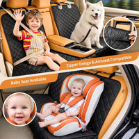 Pet Car Seat Cover Back Seat Cover for Dogs (57" Width) - Black | Waterproof Dog Car Seat Protector Scratchproof Durable Rear Seat Cover Fits Middle Armrest for Cars Suvs Truck