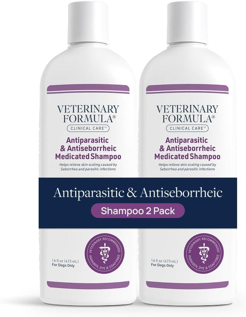 Clinical Care Antiparasitic Shampoo, 16 Oz, 2-Pack | Antiparasitic and Antiseborrheic Shampoo for Dry, Irritated Skin and Occasional Itchy Spots