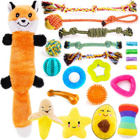 Puppy Toys 21 Pack, Small Dog Chew Toys with Rope Toys for Teething Pet Cute Squeak Toy with Treating Ball for Puppy, Small Dogs - 21 Pack