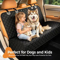 Pet Car Seat Cover Back Seat Cover for Dogs (57" Width) - Black | Waterproof Dog Car Seat Protector Scratchproof Durable Rear Seat Cover Fits Middle Armrest for Cars Suvs Truck