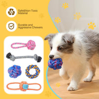 Dog Rope Toys for Small-Medium Dogs. 18 Pack for Teeth Cleaning, Chewing, Training Balls and Squeaky Toys. Best for Entertainment, Interaction,Tug of War Indoor and Outdoor.