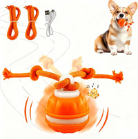 P06 Interactive Dog Toys Dog Balls, Electric Automatic Moving and Rolling Dog Toy with Rope for Small Medium Dogs, Fun Smart Puppy Toy S for Boredom & Training, Dog Toys to Keep Them Busy (Orange) | Auto-Moving Puppy Toys, 3 Modes with RGB Lights & Bird Sounds, Bite-Resistant Rope, IP54 Waterproof, Type-C Fast Charge