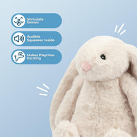 Bunny Buddy Squeaky Plush Dog Toy - Beige, Small | Soft Plush, Squeaks & Crinkles, Perfect for Moderate Chewers, Toss & Fetch Play, Stress & Anxiety Reliever, Ideal Gift Toy