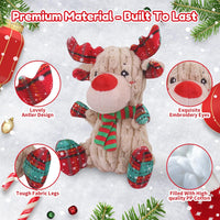Christmas Dog Toys, Funny Squeaky Reindeer Toy with Crinkle Paper Attract Pets, Interactive Plush Chew Toys, Adorable Christmas Elk Dog Gifts for Small Medium Large Dogs