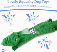 Dog Squeaky Toys No Stuffing 2 Pack, Plush Crinkle Dog Toys for Large Breed, Durable Doggie Chew Cute Animals Puppy Toy for Teething