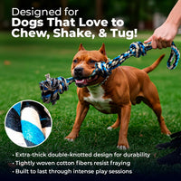 Large Dog Rope Toy, 23.5 Inch, Blue | Dog Rope Toy for Large Dogs, 3 Knot Tug of War Rope, Durable Dog Toy for Aggressive Chewers, Puppy Teething, Cotton Blend