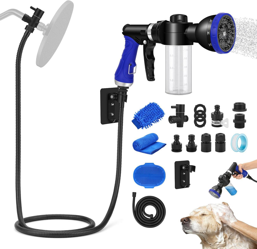Dog Shower Attachment Water Hose Nozzle Sprayer Set