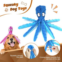 3 Pack Dog Toys for Small Dogs, Medium Dogs, Large Dogs, Puppy Teething Chew Toys, Aggressive Chewers, No Stuffing Crinkle Plush Dog Toys, Dog Squeaky Octopus Toys