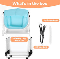Portable Dog Bathtub, 5 Height Adjustable Dog Washing Station for Pet Shower and Grooming Foldable Bathing Tub with Storage & Anti-Slip Design for Small Large Dogs