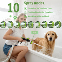 Dog Shower Attachment with Soap Dispenser for Pet Wash, 10-Function Garden Hose Sprayer Nozzle for Pet Bath, Make Washing Easy, ONE-HANDED EASY OPERATION