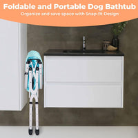 Portable Dog Bathtub, 5 Height Adjustable Dog Washing Station for Pet Shower and Grooming Foldable Bathing Tub with Storage & Anti-Slip Design for Small Large Dogs