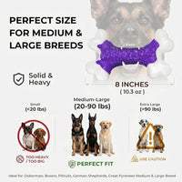 Indestructible Dog Toys for Aggressive Chewers: Bacon Flavored Hard Nylon Bone Chew Toys, Tough Dog Chew Toys for Large Dogs, Dog Toys to Keep Them Busy for Medium Large Breed, Purple