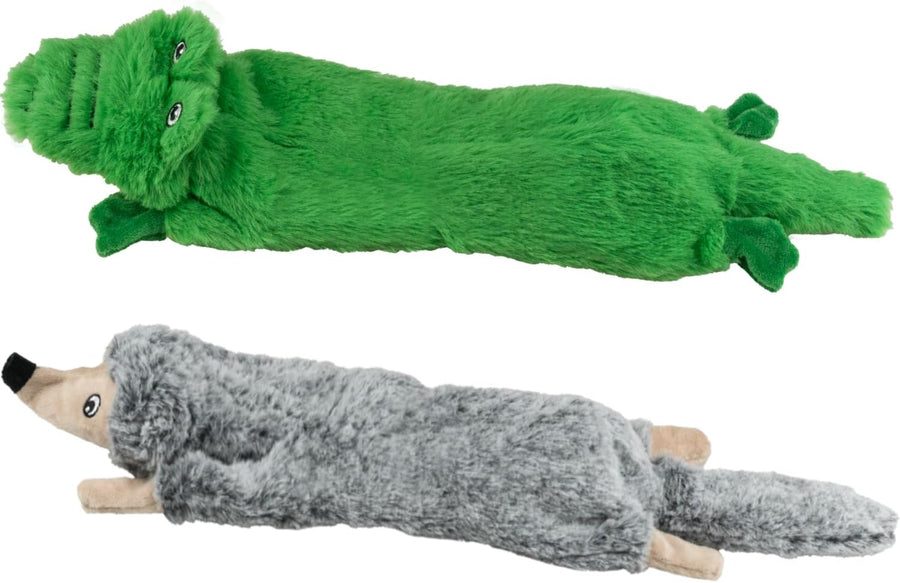 Dog Squeaky Toys No Stuffing 2 Pack, Plush Crinkle Dog Toys for Large Breed, Durable Doggie Chew Cute Animals Puppy Toy for Teething