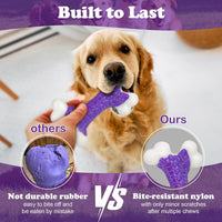 Indestructible Dog Toys for Aggressive Chewers: Bacon Flavored Hard Nylon Bone Chew Toys, Tough Dog Chew Toys for Large Dogs, Dog Toys to Keep Them Busy for Medium Large Breed, Purple