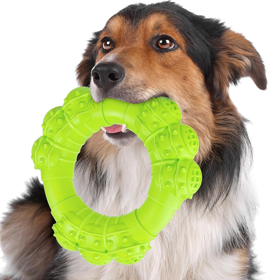 Indestructible Dog Chew Toys for Aggressive Chewers, Super Chewer Toys for Medium Large Dogs, Interactive Ring Toy, Heavy Duty Teething Toys