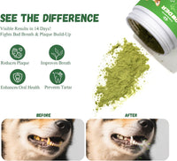 Dog Teeth Cleaning Powder, Dog Dental Powder for Teeth Cleaning and Dog Breath Fresh for Dogs with Probiotic & Tartar Remover, Plaque off Dog Tooth Cleaning (80G)