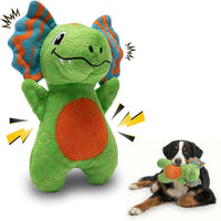 - Durable & Strong Dog Toy Green Dino with Squeaker, Kevlar-Reinforced for Aggressive Chewers.