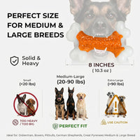 Indestructible Dog Toys for Aggressive Chewers: Peanut Butter Flavored Hard Nylon Bone Chew Toys, Tough Dog Chew Toys for Large Dogs, Dog Toys to Keep Them Busy for Medium Large Breed, Orange