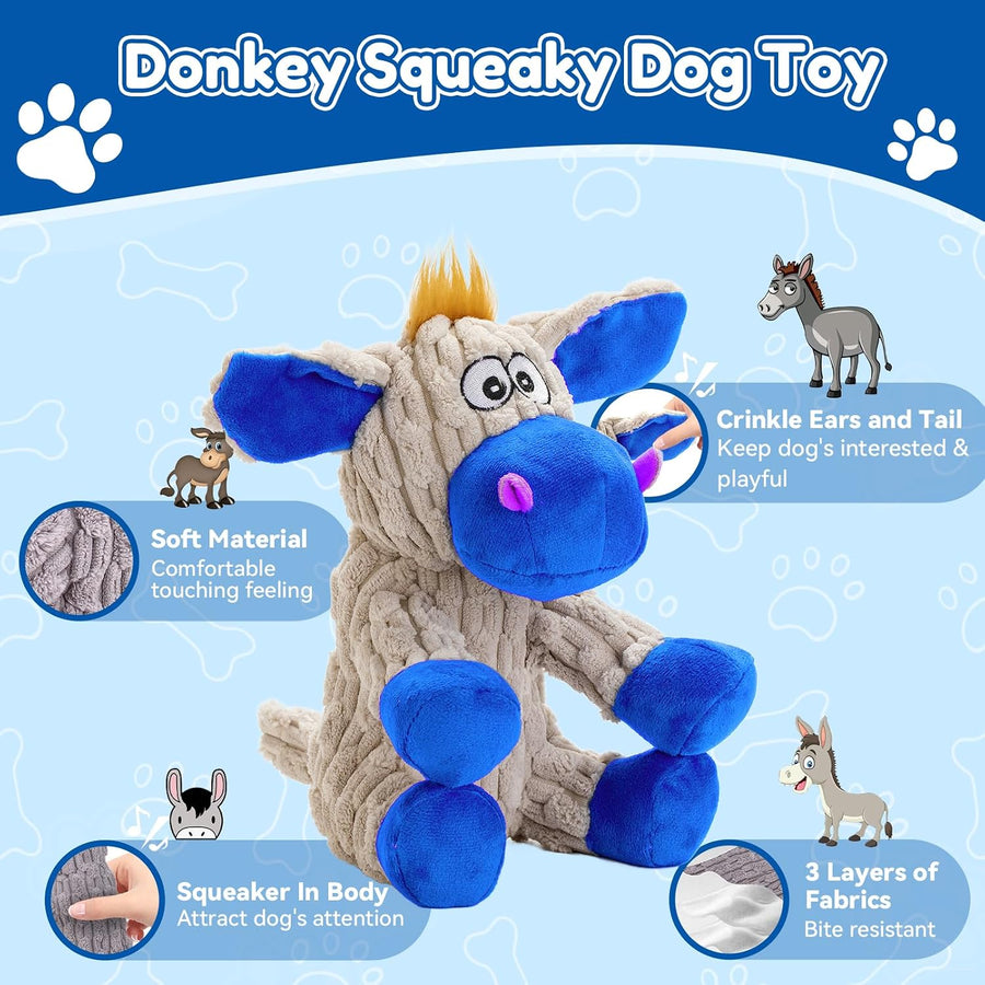 Squeaky Dog Toys, Plush Chew Toys for Dogs, Crinkle Interactive Squeaky Stuffed Dog Toy for Small Medium Large Breeds, Dog Toy to Keep Them Busy, Pet Toys for Dogs