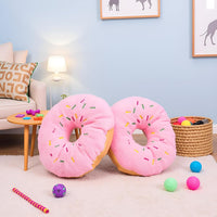Pink Donut Shape Dog Toys,Plush Pet Toy Sprinkled Donut Dog Chew Toy,No Stuffing Squeaky Plush Toy, Animal Play Toys