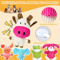 Dog Toys Squeak, Tough Plush Puppy Chew Toy for Aggressive Chewers | 5 Pack Durable Plush Puppy Chew Toys for Teething, Stuffed Dog Toy for Large Medium Small Breed to Keep Them Busy