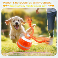 P06 Interactive Dog Toys Dog Balls, Electric Automatic Moving and Rolling Dog Toy with Rope for Small Medium Dogs, Fun Smart Puppy Toy S for Boredom & Training, Dog Toys to Keep Them Busy (Orange) | Auto-Moving Puppy Toys, 3 Modes with RGB Lights & Bird Sounds, Bite-Resistant Rope, IP54 Waterproof, Type-C Fast Charge