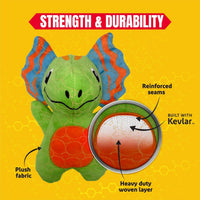 - Durable & Strong Dog Toy Green Dino with Squeaker, Kevlar-Reinforced for Aggressive Chewers.