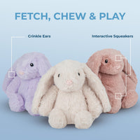 Bunny Buddy Squeaky Plush Dog Toy - Mauve, Small | Soft Plush, Squeaks & Crinkles, Perfect for Moderate Chewers, Toss & Fetch Play, Stress & Anxiety Reliever, Ideal Gift Toy