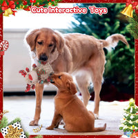 Christmas Dog Toys, Funny Squeaky Reindeer Toy with Crinkle Paper Attract Pets, Interactive Plush Chew Toys, Adorable Christmas Elk Dog Gifts for Small Medium Large Dogs