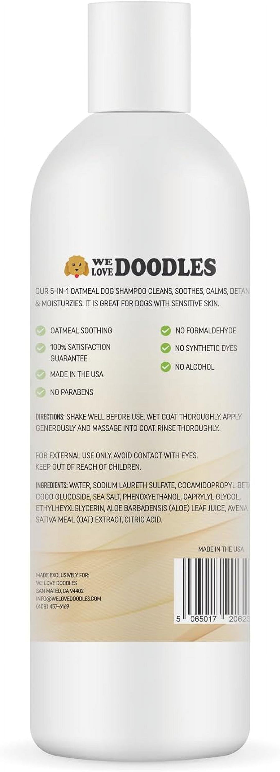 5-In-1 Premium Oatmeal Shampoo for Dogs, Gentle for Itchy & Sensitive Skin, Provides Itch Relief, Hypoallergenic & Soothing for Dry Skin, Moisturizing Anti-Itch, Made in USA, 16 Oz []