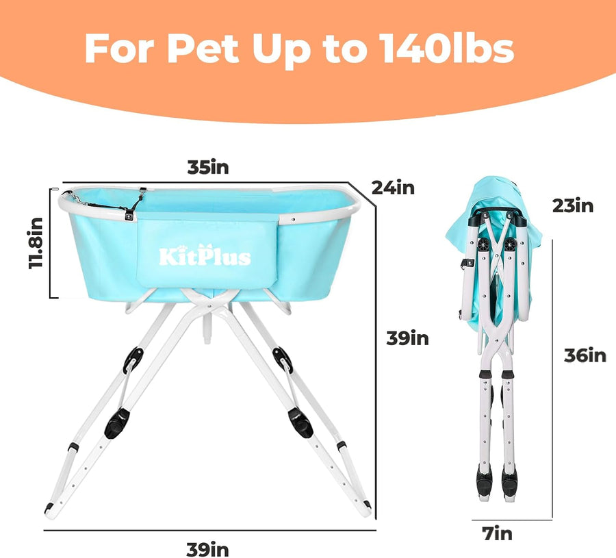 Portable Dog Bathtub, 5 Height Adjustable Dog Washing Station for Pet Shower and Grooming Foldable Bathing Tub with Storage & Anti-Slip Design for Small Large Dogs