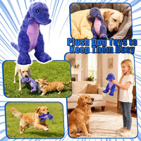 Squeaky Dog Toys Tough Chew Toys for Medium Small Puppy Dogs Stuffed Dinosaur Plush Dog Toy to Keep Them Busy