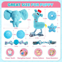 8 Pack Luxury Puppy Toys for Teething Small Dogs, Puppy Chew Toys with Squeaky Dog Toys, Balls and Rope Dog Chew Toys, Dog Toys to Keep Them Busy (Blue, 8-Pack)