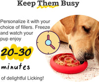 Slow Feeder Lick Mat for Dogs - Keep Them Busy - Natural Rubber Dog Frozen Treat Toys - Durable Interactive Enrichment Toys - Licking Dish for Dog De-Stressing, Red