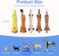 Dog Squeaky Toys 5 Pack, Bubble Plush Puppy Teething Pet Toys, Crinkle No Stuffing Animals Dog Toy, Doggies Chew for Large Small Medium Breeds