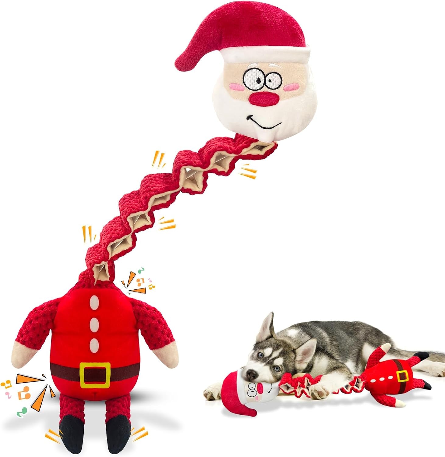 Christmas Large Interactive Dog Toys: Squeaky Plush Stuffed Dog Toy for Large Dogs - Big Chew Santa Dogs Toys for Puppy Small Medium Large Breeds