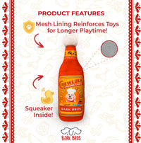 - Sauce Bottle Dog Toy - Plush Squeaky Funny Parody for Birthday - Cute Puppy Gifts for Small, Medium, Large Dogs (Chewlula)